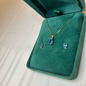 Boxed blue topaz gift set from Rogers Jewelers